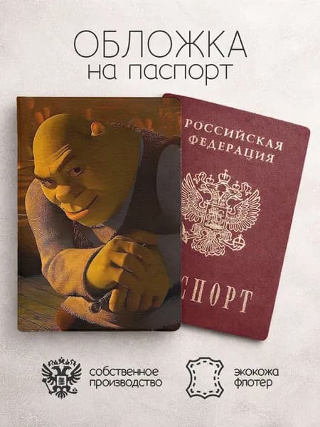 Обложка на паспорт Шрек на колене