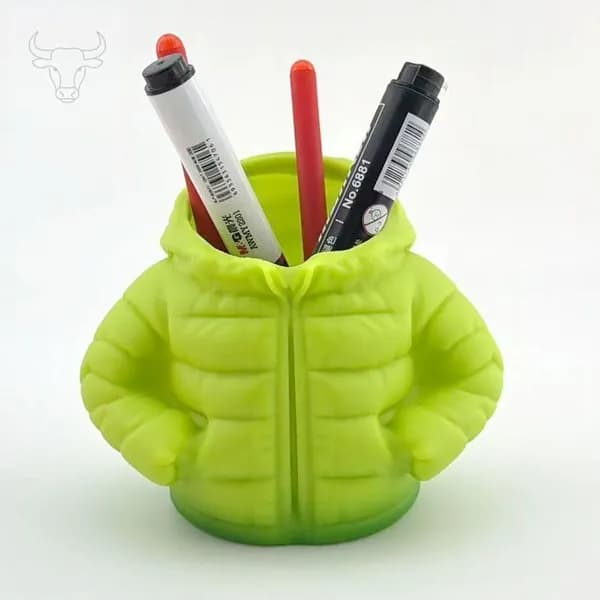 Подставка для ручек и карандашей- Пуховик зелёный 8cm