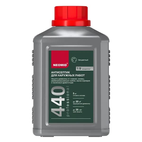 Неомид антисептик для дерева Neomid 440 Eco (0.5 кг), для наружных и внутренних работ , концентрат 1:9, защита от гниения плесени короеда на 25 лет