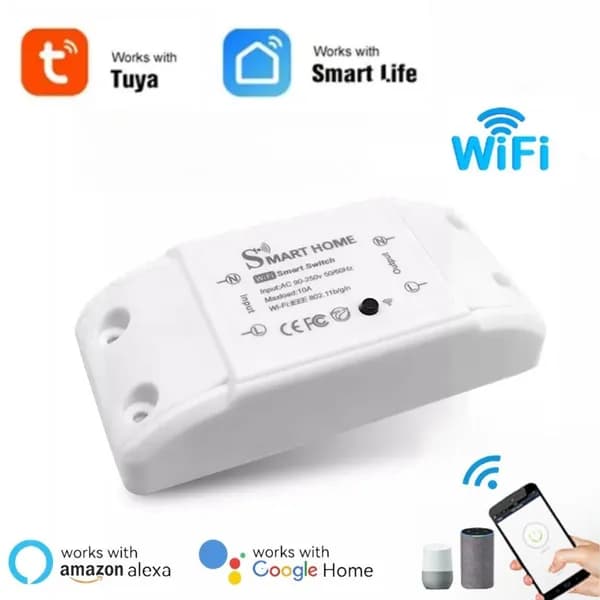 Умное реле с Wi-Fi, умный выключатель, Яндекс Алисой, Марусей, Google Home, Wireless Relay 10A