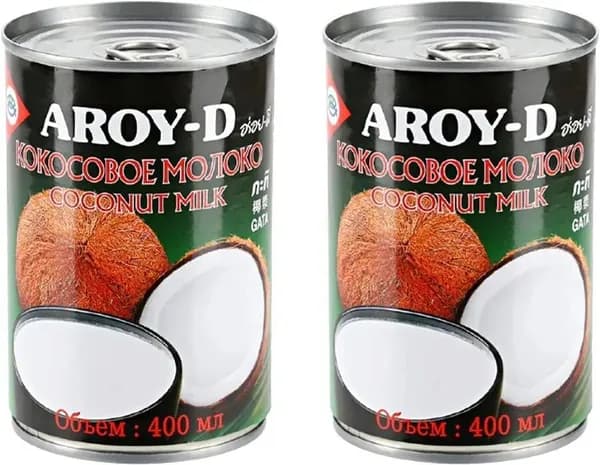 Молоко Aroy-D кокосовое 70%, жирность 17-19%, 400 мл х 2 шт