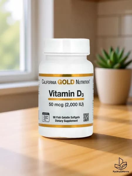 Витамин Д3, 50 мкг (2000 МЕ), 90 рыбно-желатиновых капсул California Gold Nutrition