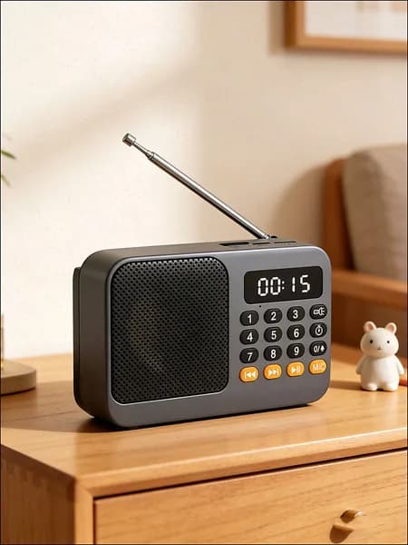 W3Мини FM-Радио С Функцией Bluetooth И MP3-Плеером, Серого Цвета, Компактное, Переносное, Восстанавливаемое В Аварийных Ситуациях.