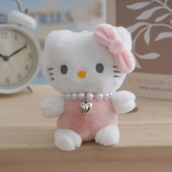 Очаровательный розовый брелок с плюшевой Hello Kitty 13 см, милая кошка для украшения рюкзака, черный KT