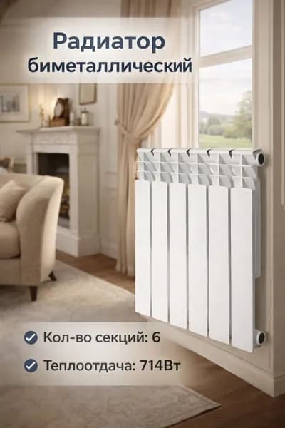 Радиатор биметаллический LONTEK "RT10-500F2", 6 секций