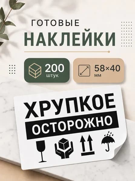 Наклейки Осторожно Хрупкое 58х40 200шт