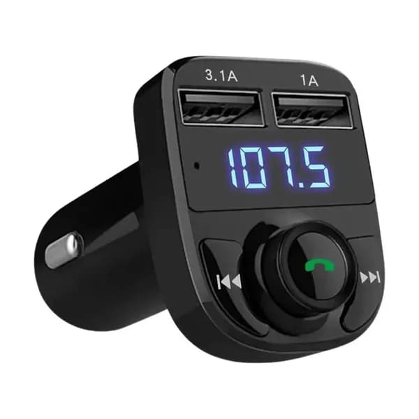 FM-трансмиттер автомобильный с Bluetooth 5.0, быстрая зарядка Dual USB 3.1A, модулятор с вольтметром и громкой связью, черный