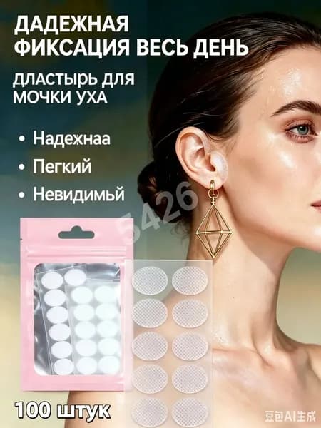 Наклейки патчи для мочки уха невидимые 100 шт, аксессуар для комфортного ношения тяжелых сережек без боли и растяжек, 100 шт в наборе