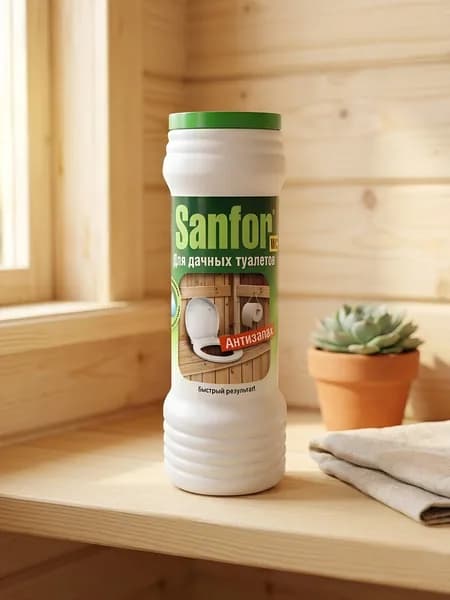 Биосостав Sanfor Антизапах для дачных туалетов, быстрое удаление запаха, 400 г