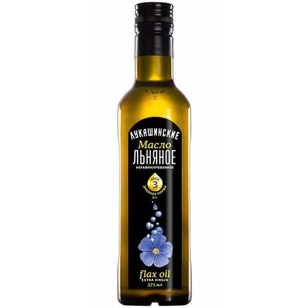 Масло льняное нерафинированное Лукашинские, 375 мл