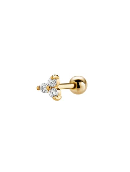 Серьга из серебра 925 штанга для пирсинга хряща, трагус, хеликс, дейс, cнаг, конч, руук Тринити