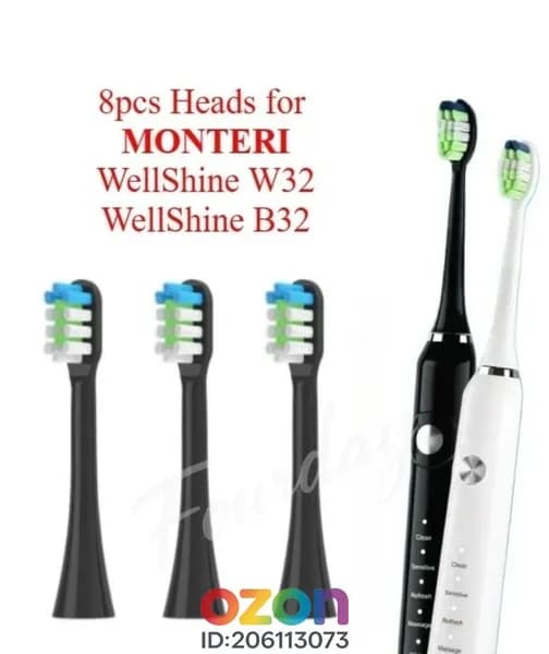 8 штук сменные головки для зубных щеток для MONTERI WellShine W32 и B32 Electric Toothbrush