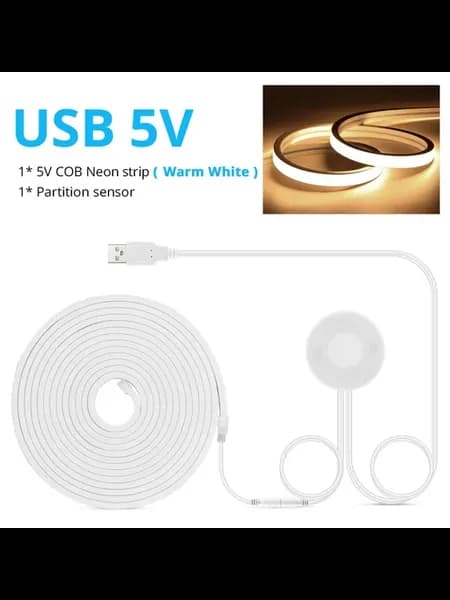 USB Подсветка для шкафа LED лента COB теплый белый