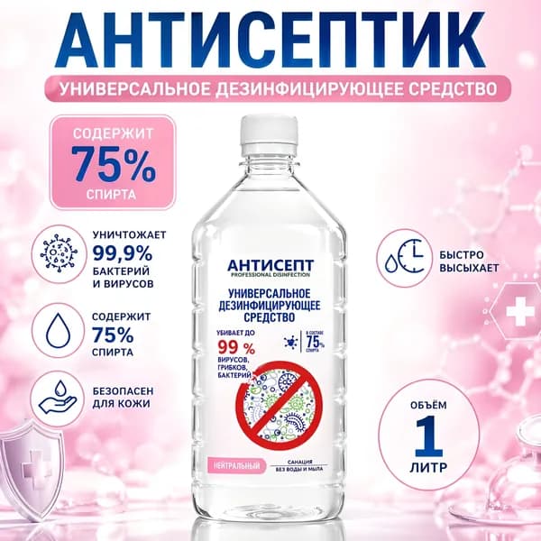 Универсальное дезинфицирующее средство АНТИСЕПТ 1л
