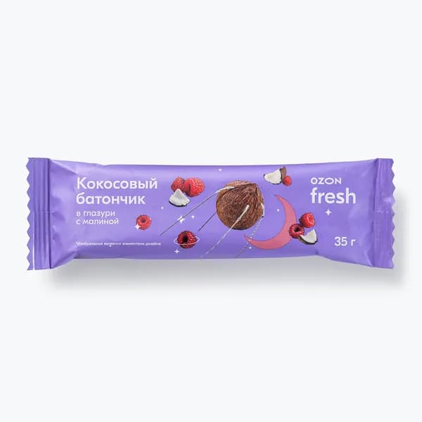 Батончик кокосовый глазированный с малиной 35 г, Ozon fresh