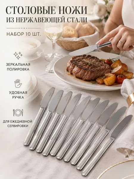Нож для масла 10 предм. серебристый