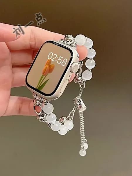 Для AppleWatch, опаловые бусины в классическом стиле Iwatch987645se, металлический ремешок