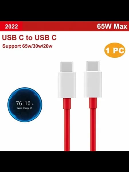 Кабель USB C to USB C 1 м, 65W Max, Red