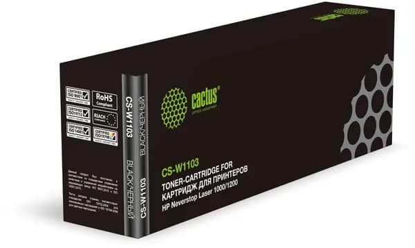 Картридж лазерный Cactus CS-W1103 (103A/W1103A), черный, 2500 страниц, совместимый для Neverstop Laser 1000a/1000w Wireless/1200a MFP/1200w Wireless MFP