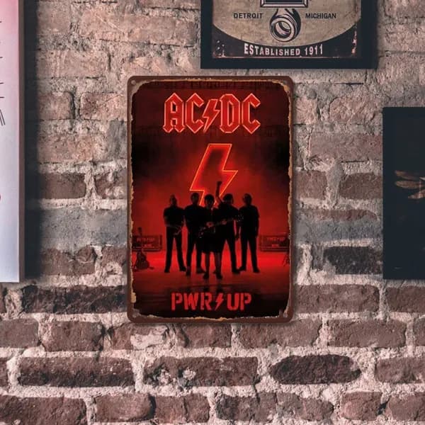 Металлическая картина AC/DC прямоугольная 30 40 см