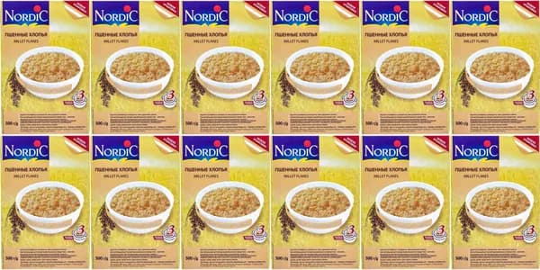 Хлопья Nordic пшенные, комплект: 12 упаковок по 500 г