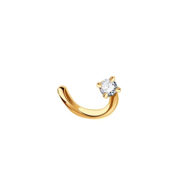 Золотой пирсинг в нос DIAMANT-ONLINE с фианитом 585 пробы