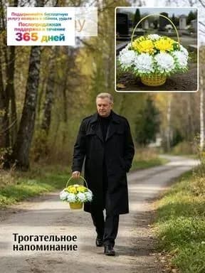 Корзина ритуальная с искусственными цветами