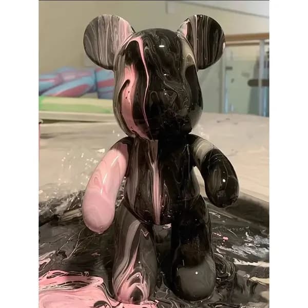 Набор для творчества мишка с красками Bearbrick fluid art 23 см(Белый, розовый, черный)