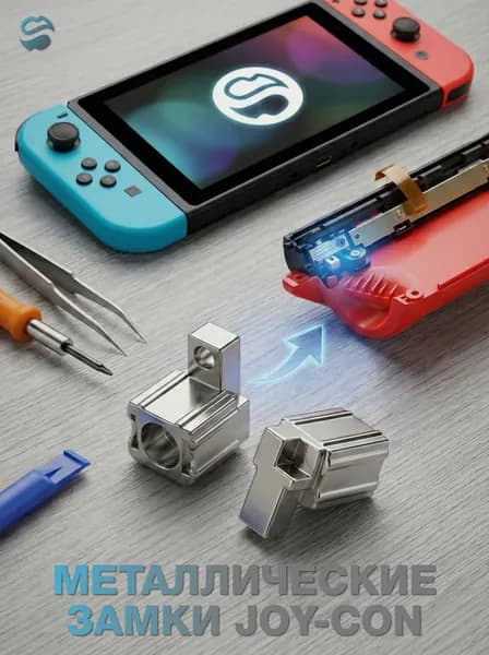 Металлические застежки, замки для Joy-con Nintendo switch / Застежки пара 2 штуки левая и правая серебристые