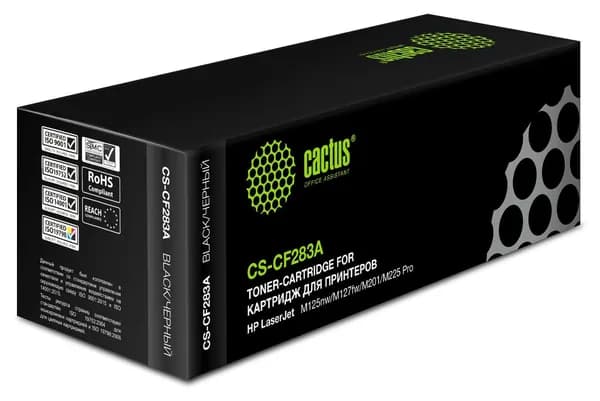 Картридж для принтера Cactus 1500 стр. черный, лазерный для HP LJ Pro M125nw/M127fw с чипом (CS-CF283A-6)