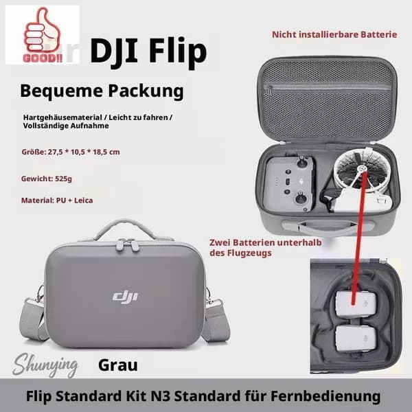 Водонепроницаемый чехол-рюкзак Dji flip (серый, маленький, стандартный пульт дистанционного управления)