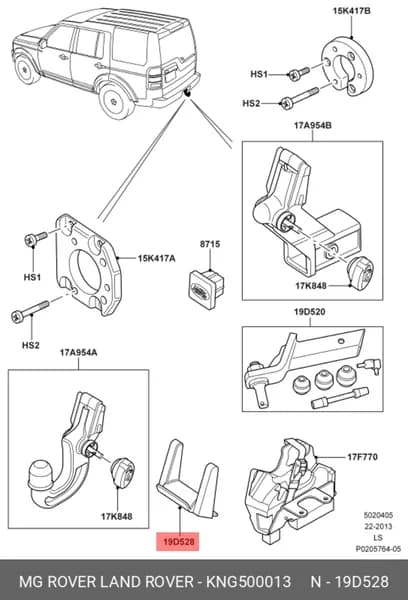 крышка крюка фаркопа org (LAND ROVER KNG500013)
