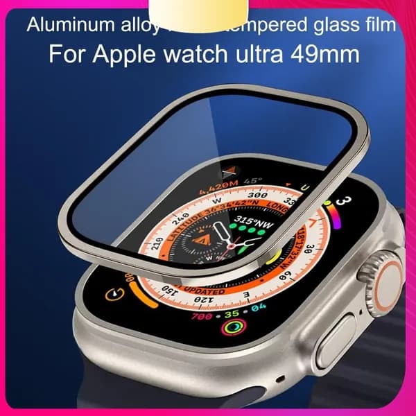 Металлическая рама из алюминиевого сплава для Apple Watch закаленная стеклянная защитная пленка экрана, ультра - 49 мм защитная пленка