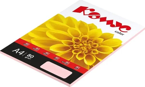 Бумага цветная для печати Комус Color роза пастель (А4, 80 г/кв.м, 50 листов)