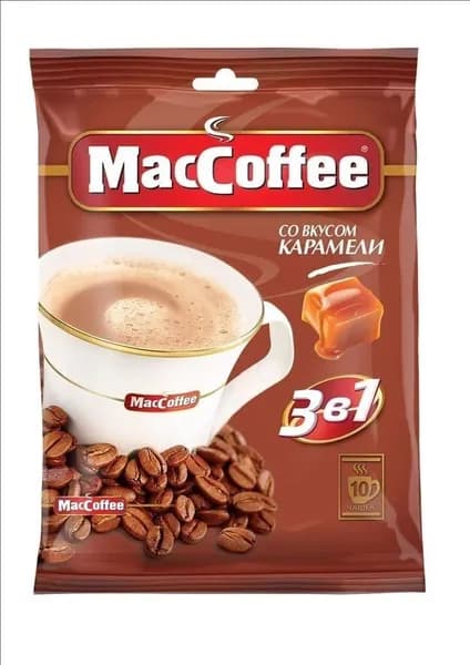 Кофейный напиток MacCoffee 3в1 со вкусом карамели растворимый 10шт х 18г