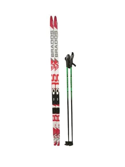 Комплект лыжный с насечками STC BRADOS XT LADY (Step, 185/145 (+/-5 см), крепление: NNN) бело-красный