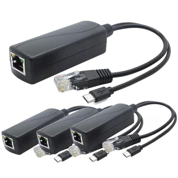 4-Pack 5V PoE Splitter, 48V To 2.4A Adapter с разъемом Micro-USB, совместим IP-камер, планшетов, и др.