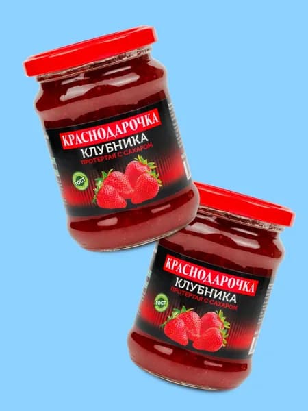Набор Клубника протертая с сахаром Краснодарочка 280 г, 2 штуки