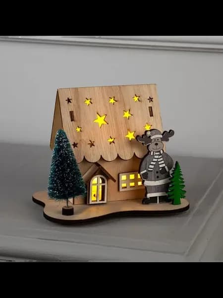 Светодиодная фигура 11×15×3 см дерево от батареек