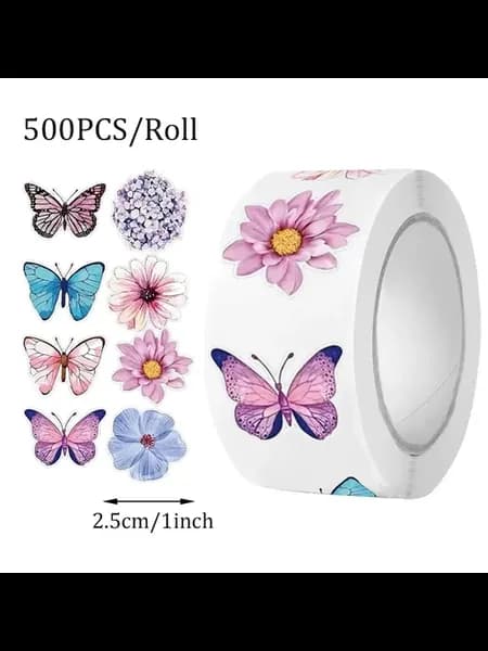 наклейки с бабочками и цветами 500 шт H0323-1inch