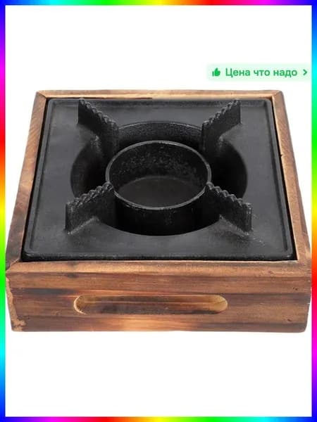 Спиртовая плита 15.5x15.5 см, Чугун/Дерево, Синий, Комплект для печи и камина, Комплектующие для печей и каминов