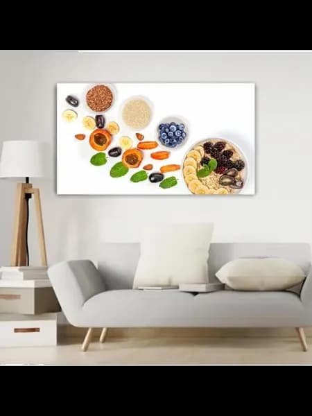 Картина на холсте, 40x60, Овсяная Абрикос Мюсли Белый