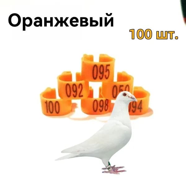 100 шт, кольцо с птичьей меткой 8 мм, метка птичьей лапки,универсальное кольцо для голубей оранжевый