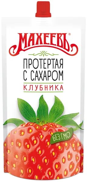 Махеевъ Ягоды протертые Клубника с сахаром, 300 г