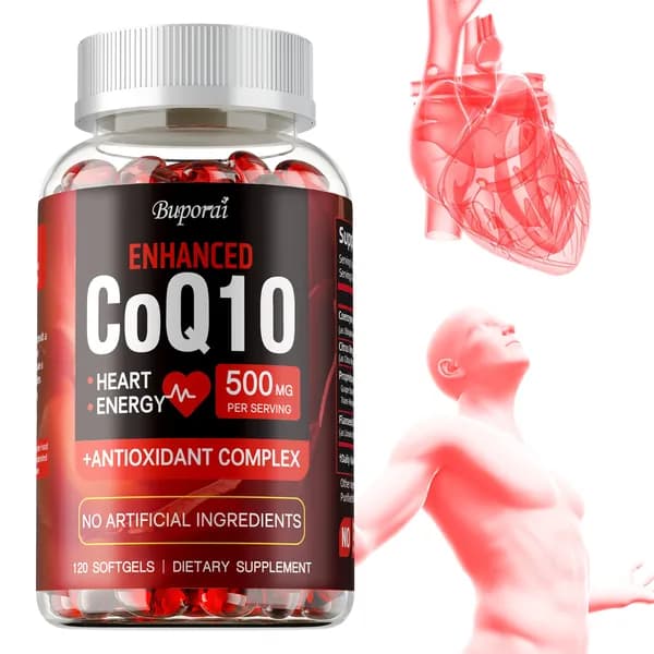 Buporai Enhanced CoQ10 120 мягких капсул - Поддерживает здоровье сердца и повышает уровень энергии. 500 мг коэнзима Q10