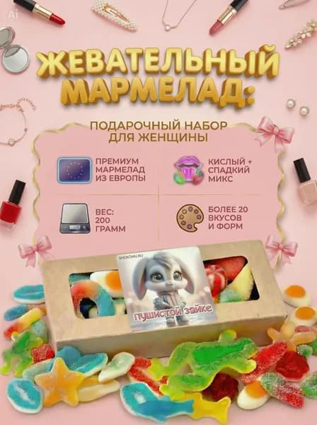 Мармелад жевательный кислый + сладкий ассорти подарочный набор 200 г, Халяль