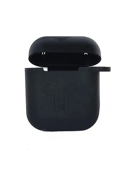 Чехол для Airpods 1/2 Silicone case, с карабином, черный