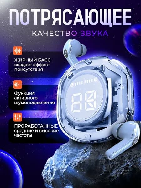 Наушники беспроводные с микрофоном, синий