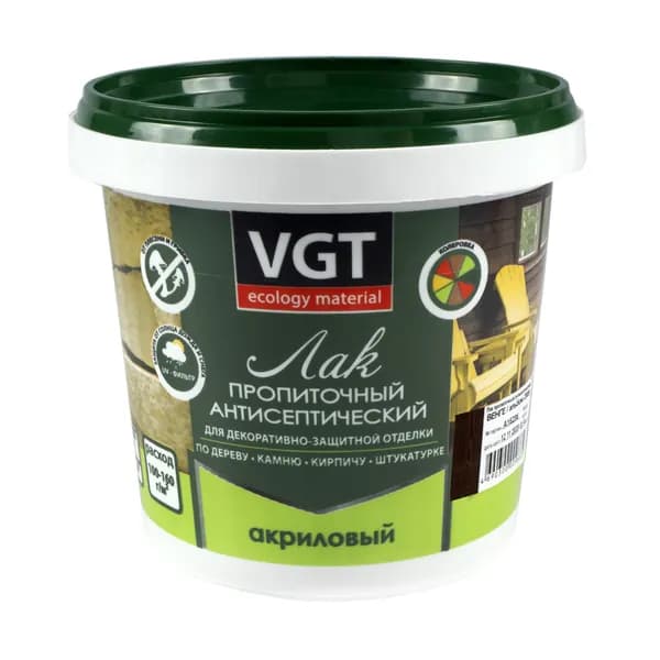 Лак пропиточный VGT антисептический, акриловый, венге, 0.9 кг