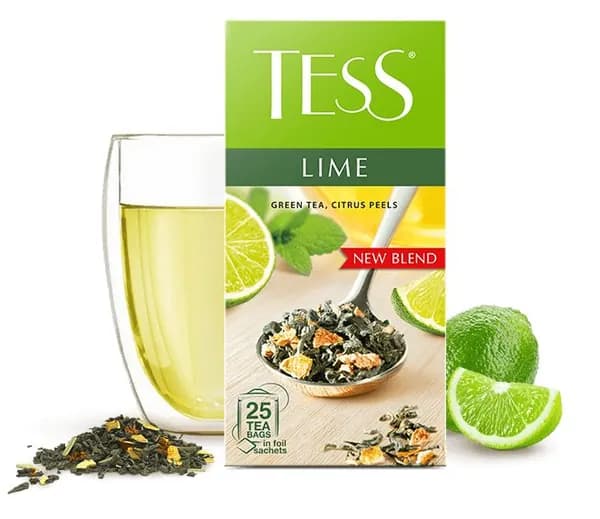 Чай в пакетиках зеленый Tess Lime c цедрой цитрусовых, 25 шт